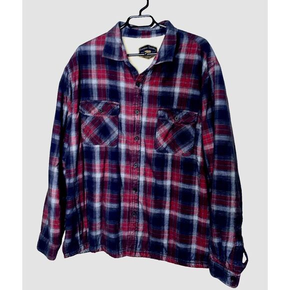 FREEDOM FOUNDRY Other - FREEDOM FOUNDRY XL Faux Fur Sherpa Lined Shacket Shirt Mens Corduroy Check Plaid